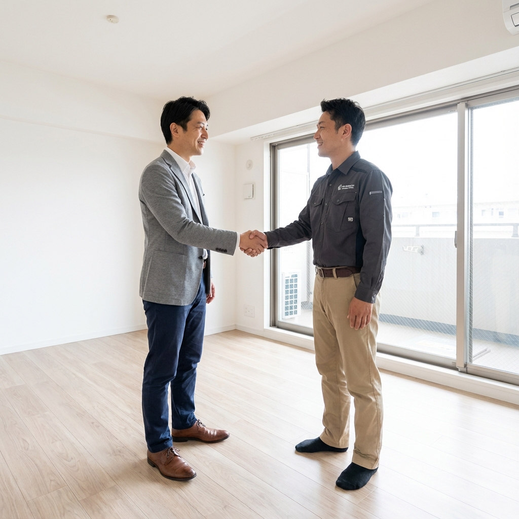 Handshake between landlord and craftsman